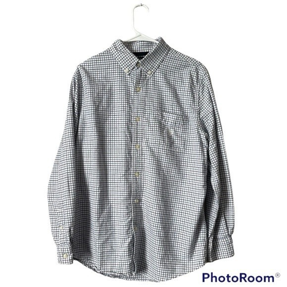 Chaps Mens Long Sleeve Button Down Blue/Black/White Plaid Medium - Picture 2 of 7